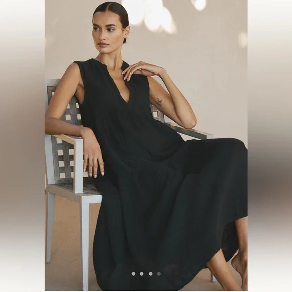 Celandine Anthropologie The Kallie Flowy Maxi Dress Black Size 3X - Picture 2 of 10